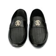TORO Men Weave Leather RC Black Moccasin