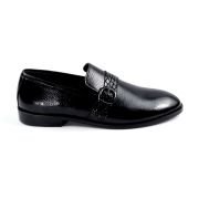 Oxbok Men Print Strap Black Leather Loafer