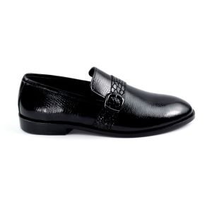 Oxbok Men Print Strap Black Leather Loafer
