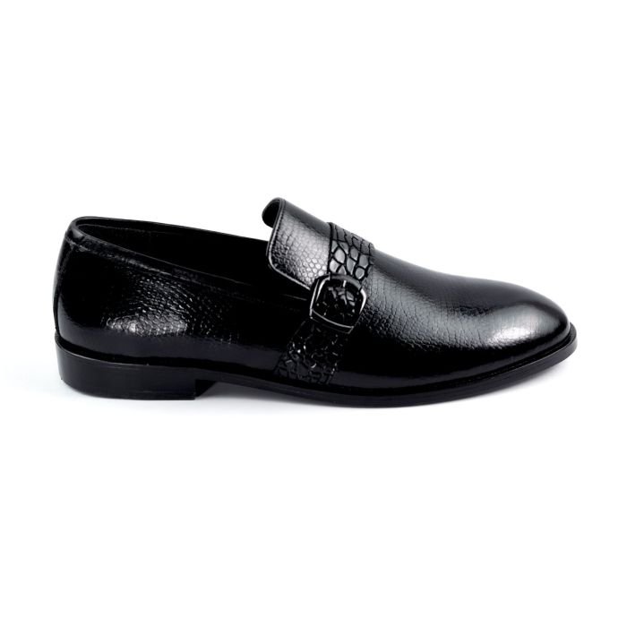 Oxbok Men Print Strap Black Leather Loafer