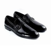 Oxbok Men Print Strap Black Leather Loafer