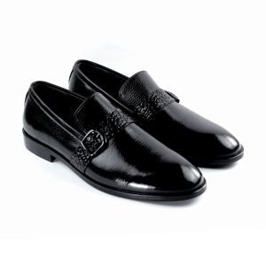 Oxbok Men Print Strap Black Leather Loafer