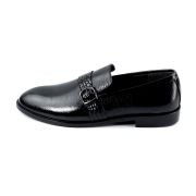 Oxbok Men Print Strap Black Leather Loafer