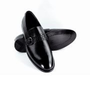 Oxbok Men Print Strap Black Leather Loafer