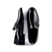 Oxbok Men Print Strap Black Leather Loafer