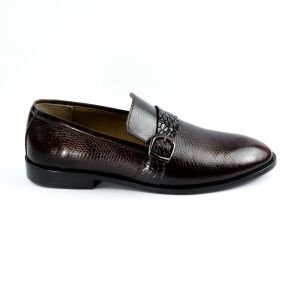 Oxbok Men Print Strap Brown Leather Loafer