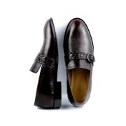 Oxbok Men Print Strap Black Leather Loafer